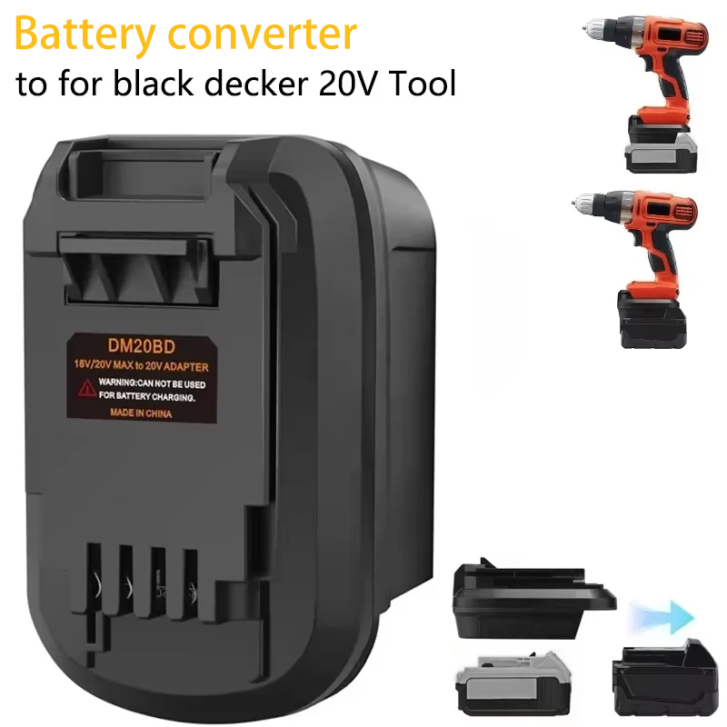 Black+Decker Tool Cordless - อะแดปเตอร์เครื่องมือแบล็คเด็คเกอร์สำหรับแบตเตอรี่ Li-ion 18V / 20V ของเดวอลท์/มิลวอกี