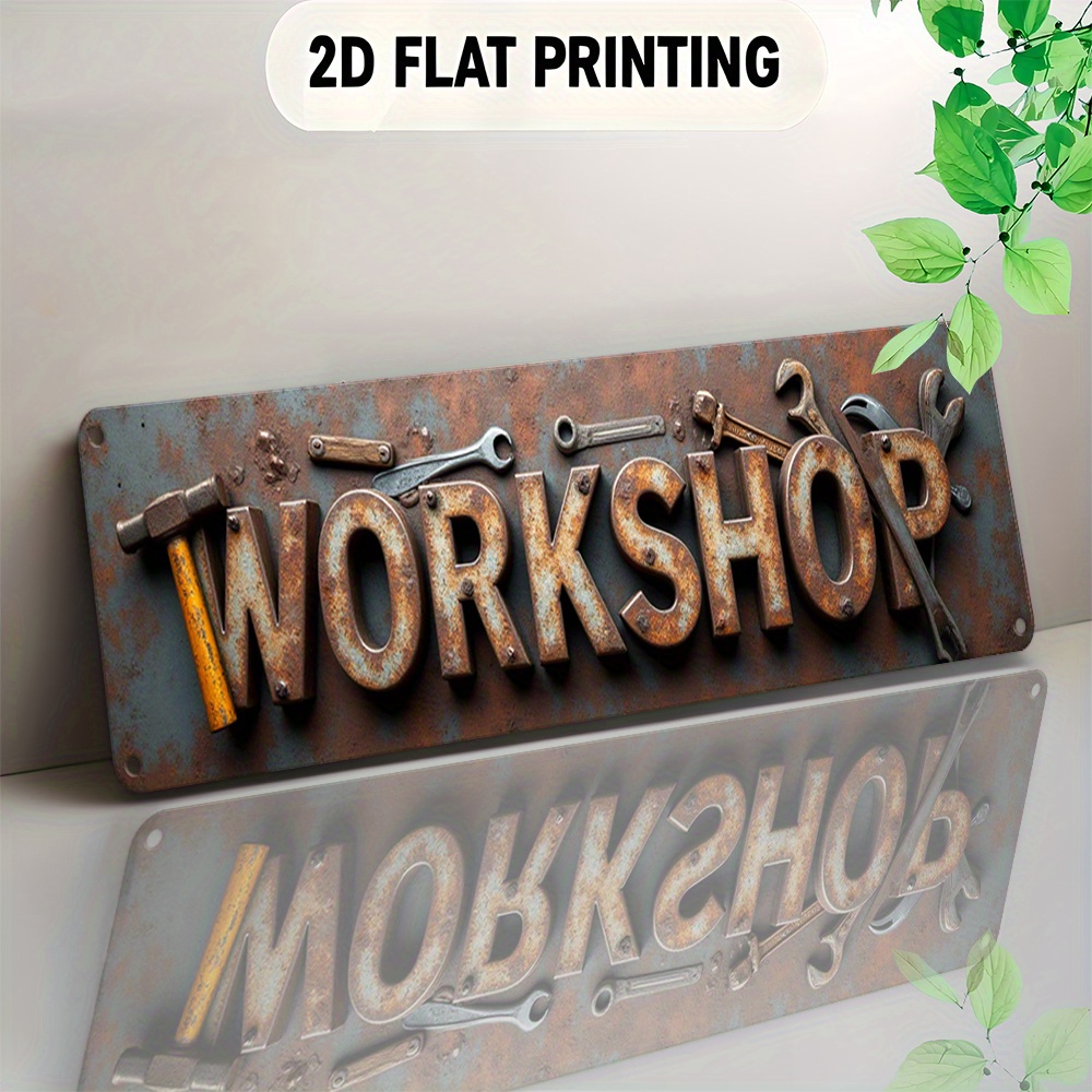 Workshop Tools Background - ป้ายแบน 2 มิติ ของตกแต่งสไตล์ยุโรป ตัวอักษรโลหะแบบชนบททันสมัย จัดเรียงเป็นแถว