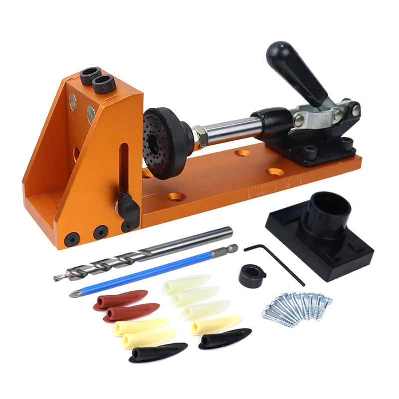 Pocket Hole Jig - ไม้เอียง Doweling Jig Jig Kit ชุด9.5มม.เจาะคู่มือบิตสำหรับเจาะรูช่างไม้เฟอร์นิเจอร์เครื่องมือ