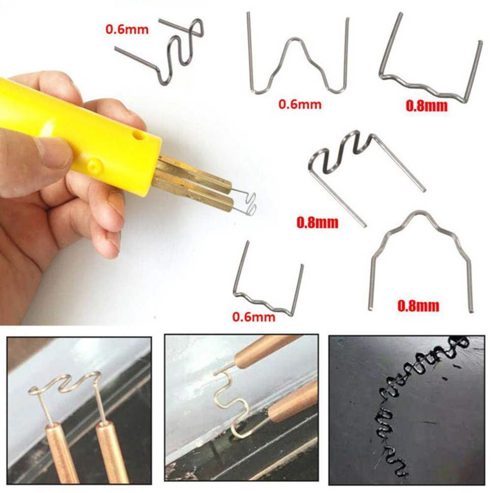 Tools For Welding Workshop - 500ชิ้น0.6/0.8มิลลิเมตรร้อนเชื่อมเล็บคลิปหนีบกระดาษสำหรับรถกันชนลวดเย็บกระดาษเชื่อมพลาสติกชุดซ่อมเชื่อมเล็บเครื่องมือทหารเชื่อม