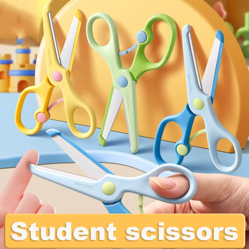 Tools Workshop For Kids - กรรไกรนักเรียน 133 มม. กรรไกรนิรภัยสำหรับเด็ก ปลายมน กรรไกรตัดกระดาษแบบพกพาสำหรับงานฝีมือเด็ก