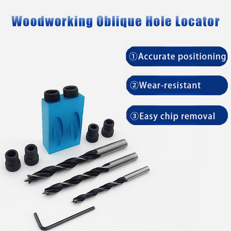 Pocket Hole Jig - ชุดดอกสว่านเจาะรูเฉียง 15 องศา 7/14 ชิ้น ชุดเจาะรูแบบพกพาสำหรับงานไม้