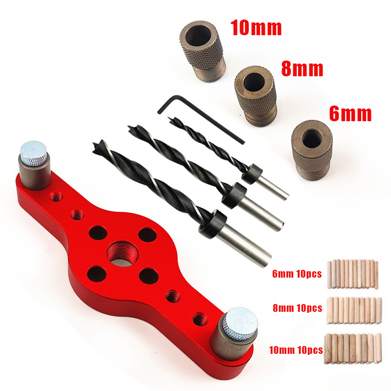 Pocket Hole Jig - 6/8/10มม.อัลลอยด์แนวตั้งคู่มือ Jig งานไม้เจาะ Locator ไม้ Dowelling