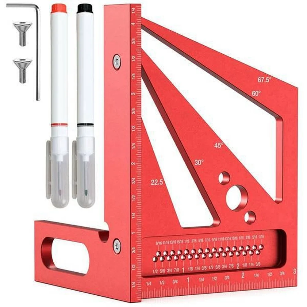 Marking Tools In Workshop - ไม้บรรทัดวัดมุม 3 มิติ สีแดง สำหรับงานตั้งรูปแบบในโรงงาน ทำเครื่องหมาย