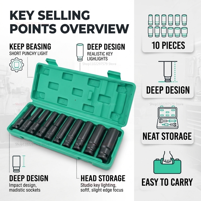 ชุดประแจบล็อก 10 ชิ้น ขนาด 8-2 - Car Workshop Tools Kit บทวิจารณ์และราคา