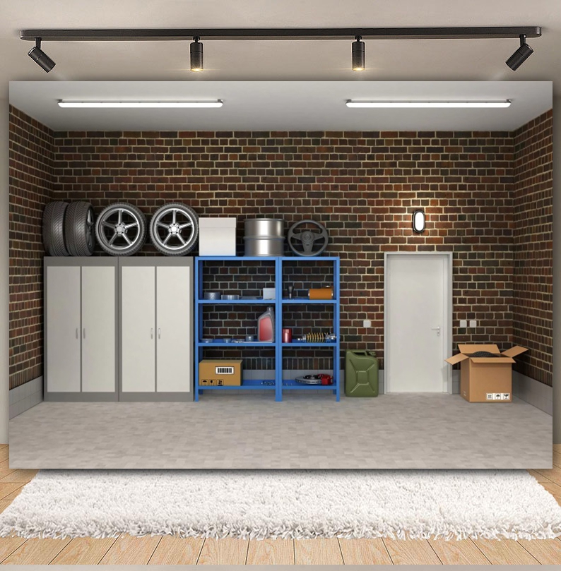 Vintage โรงรถฉากหลังรถซ่อมเครื - Workshop Tools Background บทวิจารณ์และราคา